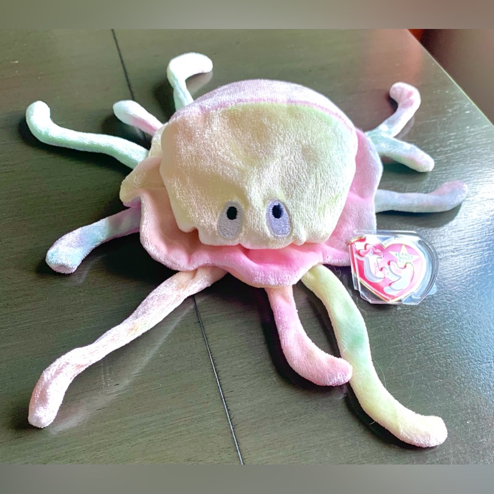 1999 4320 Goochy Pink Pastel Tie Dye Jellyfish Ocean Plush Ty Beanie Baby MWMT